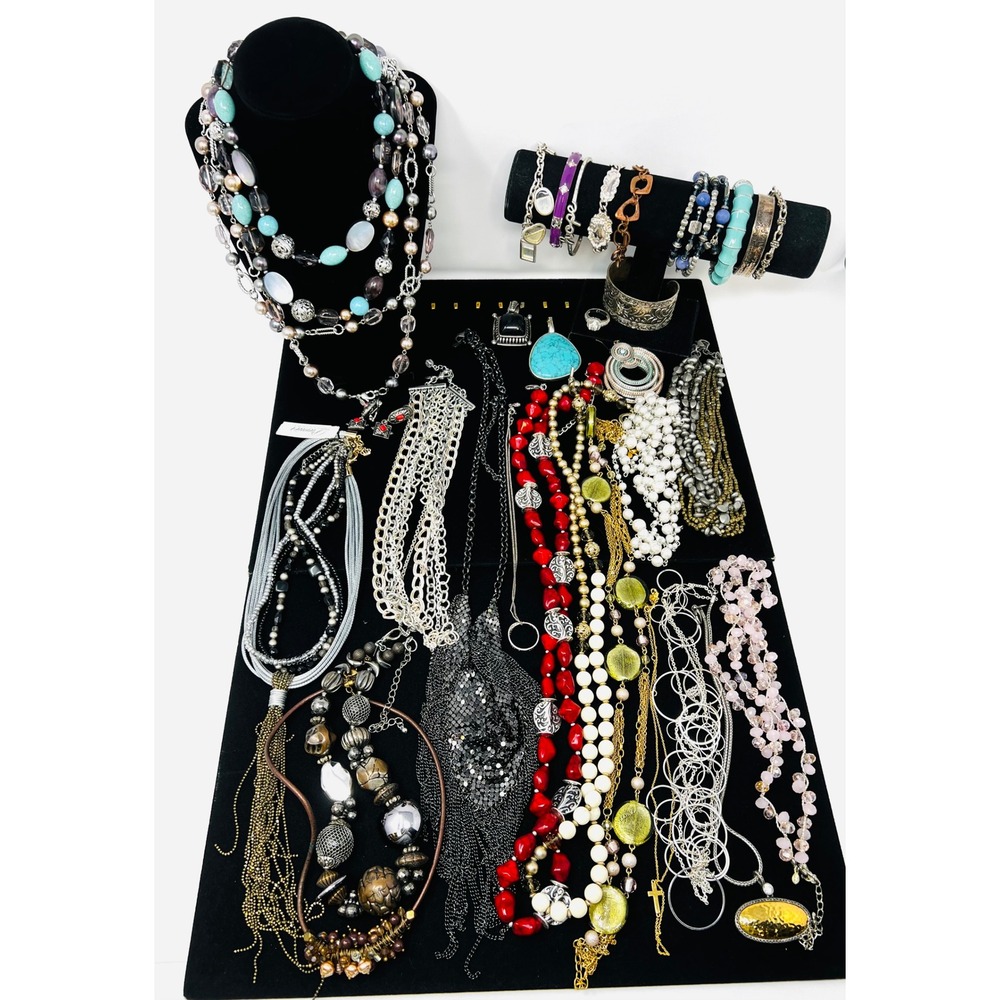 Premier Designs Gold & Silver Tone Necklace, Bracelet, Earring, Ring lot of 31